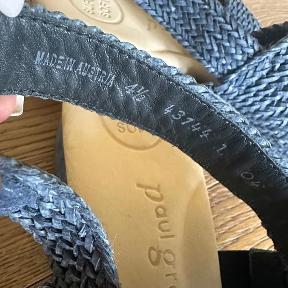 Paul Green Helena Woven Leather Slingback Sandal Indigo Block Heel 7 / 4.5 UK - Picture 9 of 15